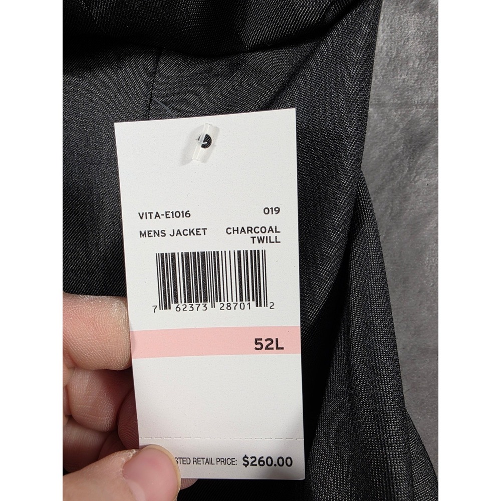Perry Ellis Portfolio Jacket Mens‎ 52L Charcoal Comfort Stretch Slim Fit Blazer - Picture 5 of 10